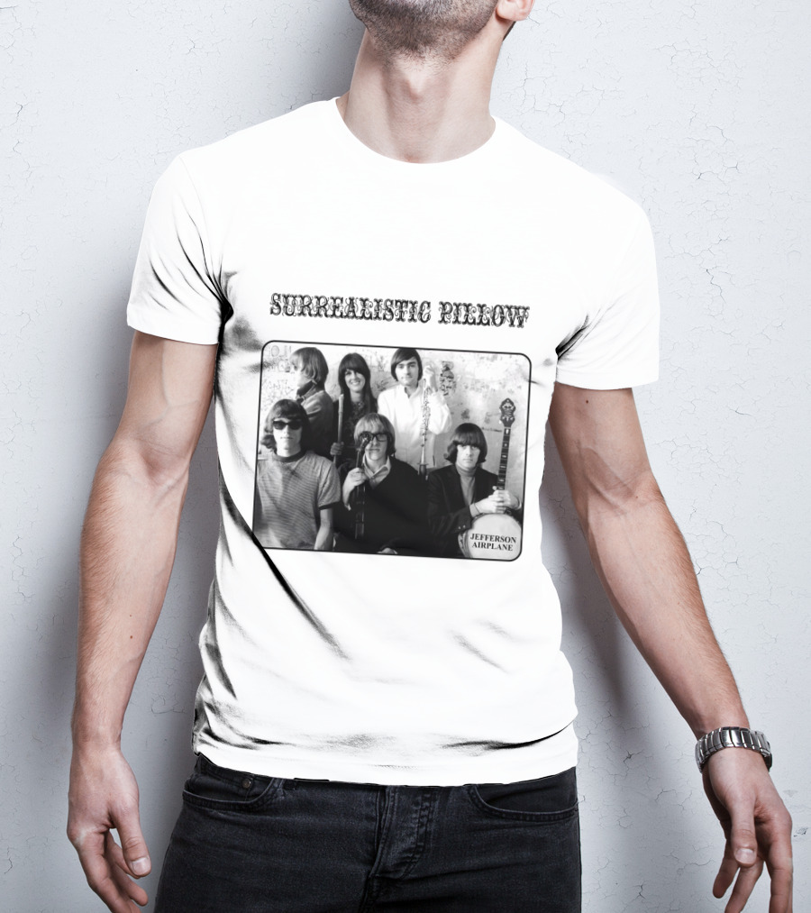 Surrealistic Pillow Jefferson Airplane Album Cover Black And White Photography T-Shirt