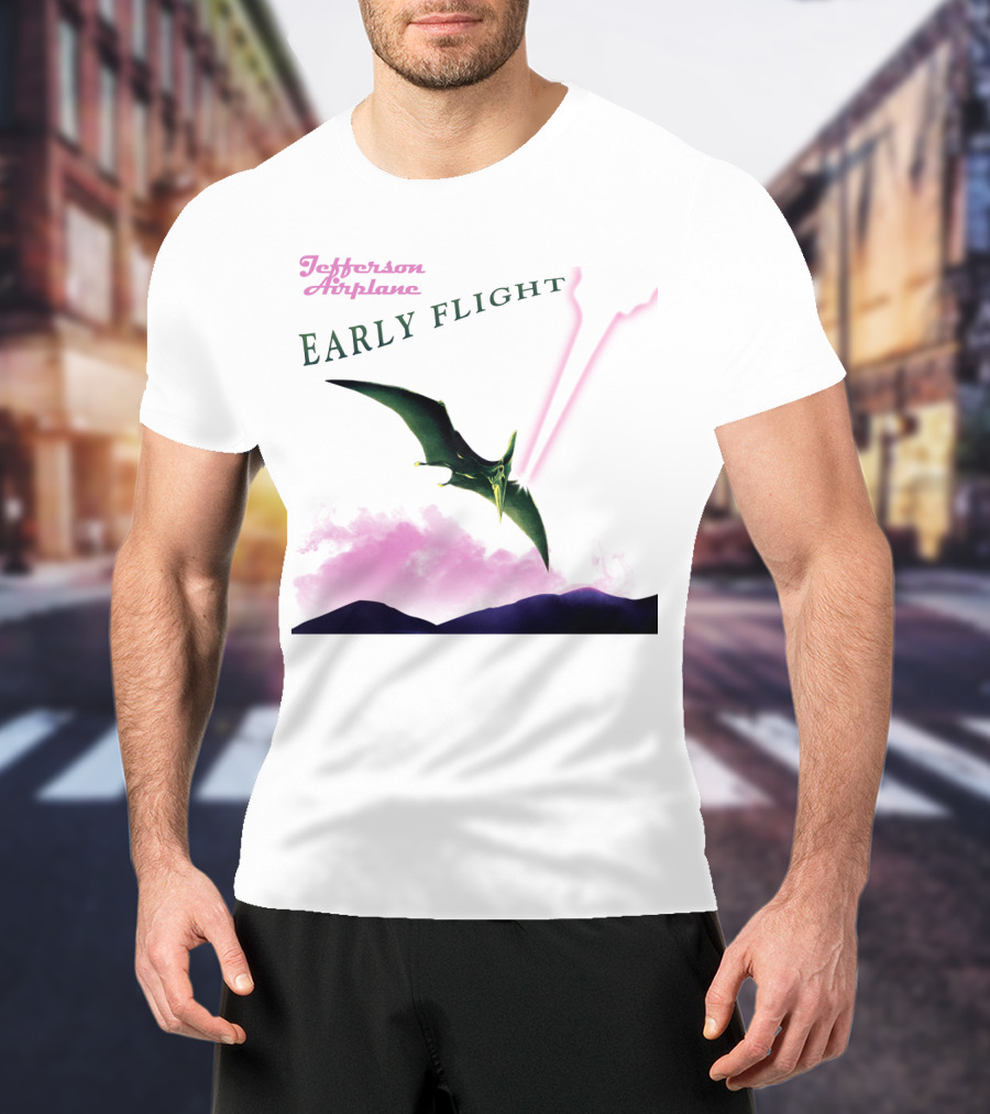 Jefferson Airplane Early Flight Pterosaur Pink Cloud T-Shirt