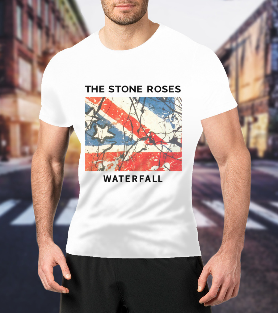 The Stone Roses Waterfall Union Jack Splatter Art T-Shirt