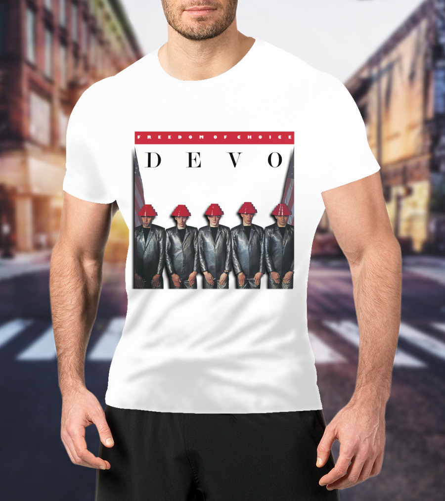 Freedom Of Choice Devo Red Hat Band Members T-Shirt