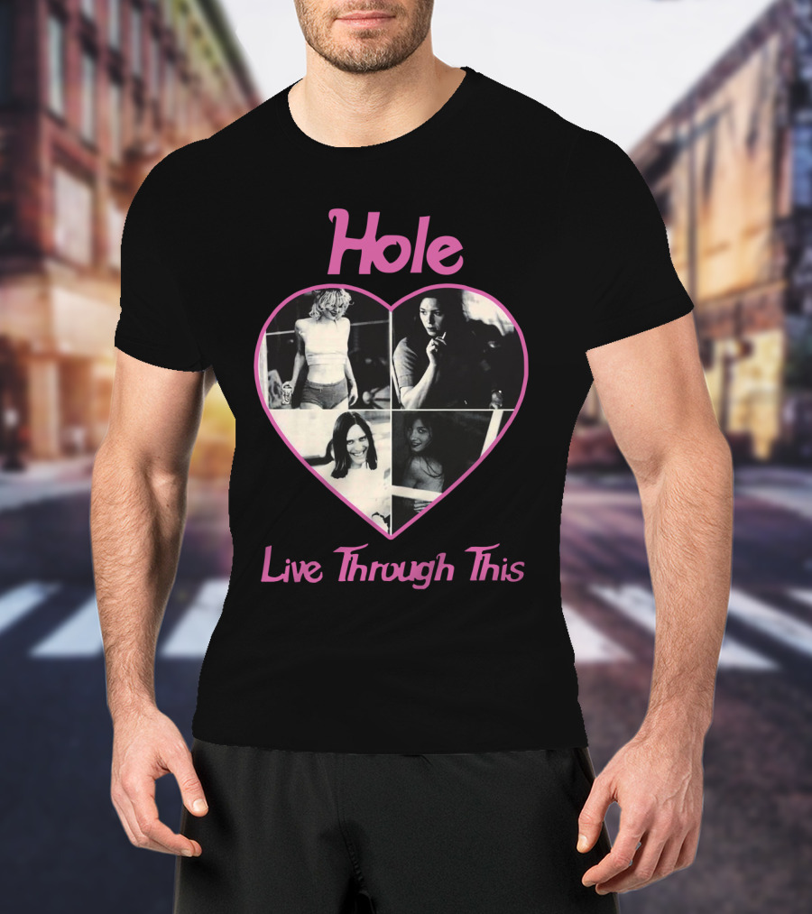 Hole Live Through This Heart Collage T-Shirt