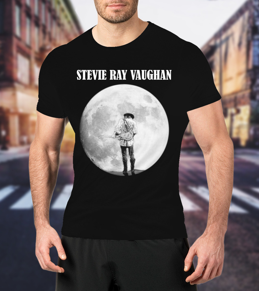 Stevie Ray Vaughan Moon Guitar Silhouette T-Shirt