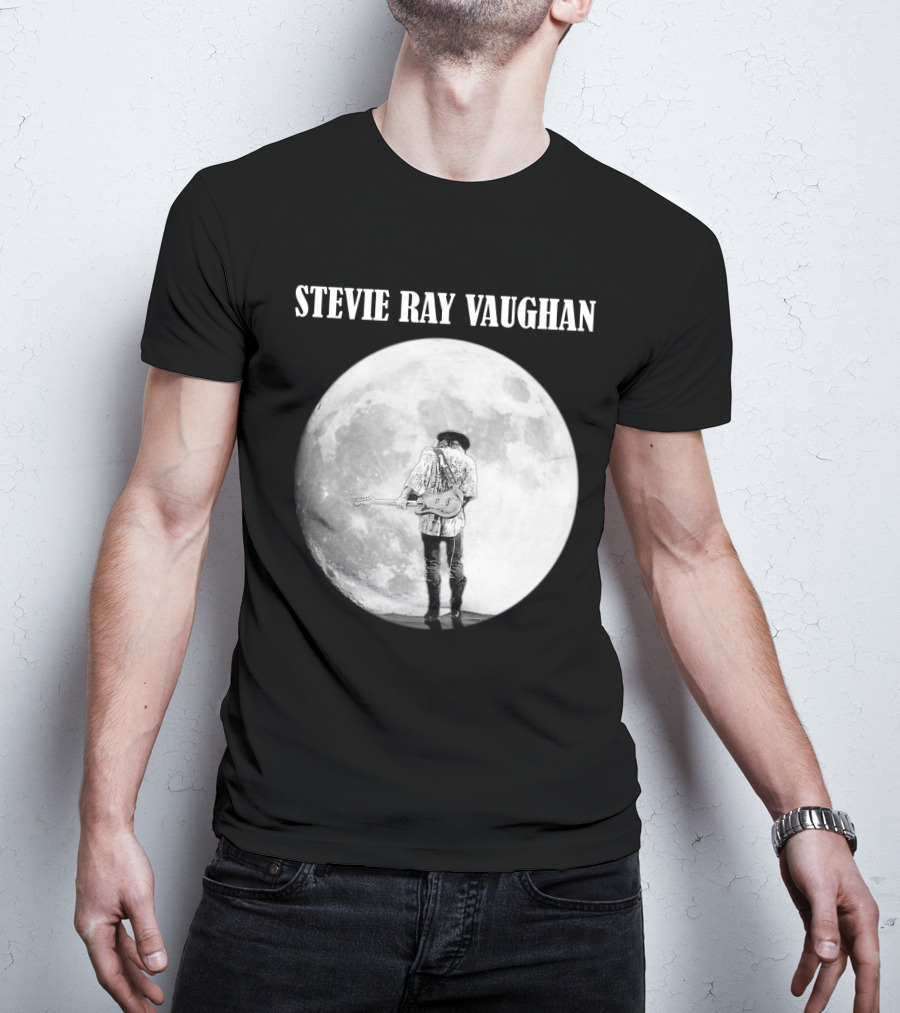 Stevie Ray Vaughan Moon Guitar Silhouette T-Shirt