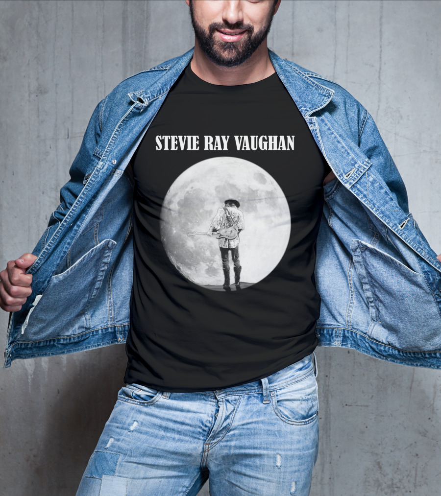 Stevie Ray Vaughan Moon Guitar Silhouette T-Shirt