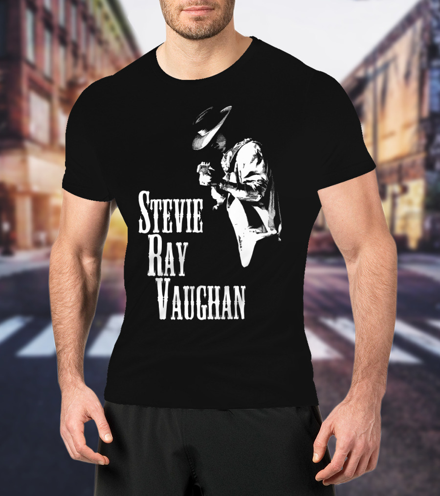 Stevie Ray Vaughan Black And White Silhouette T-Shirt