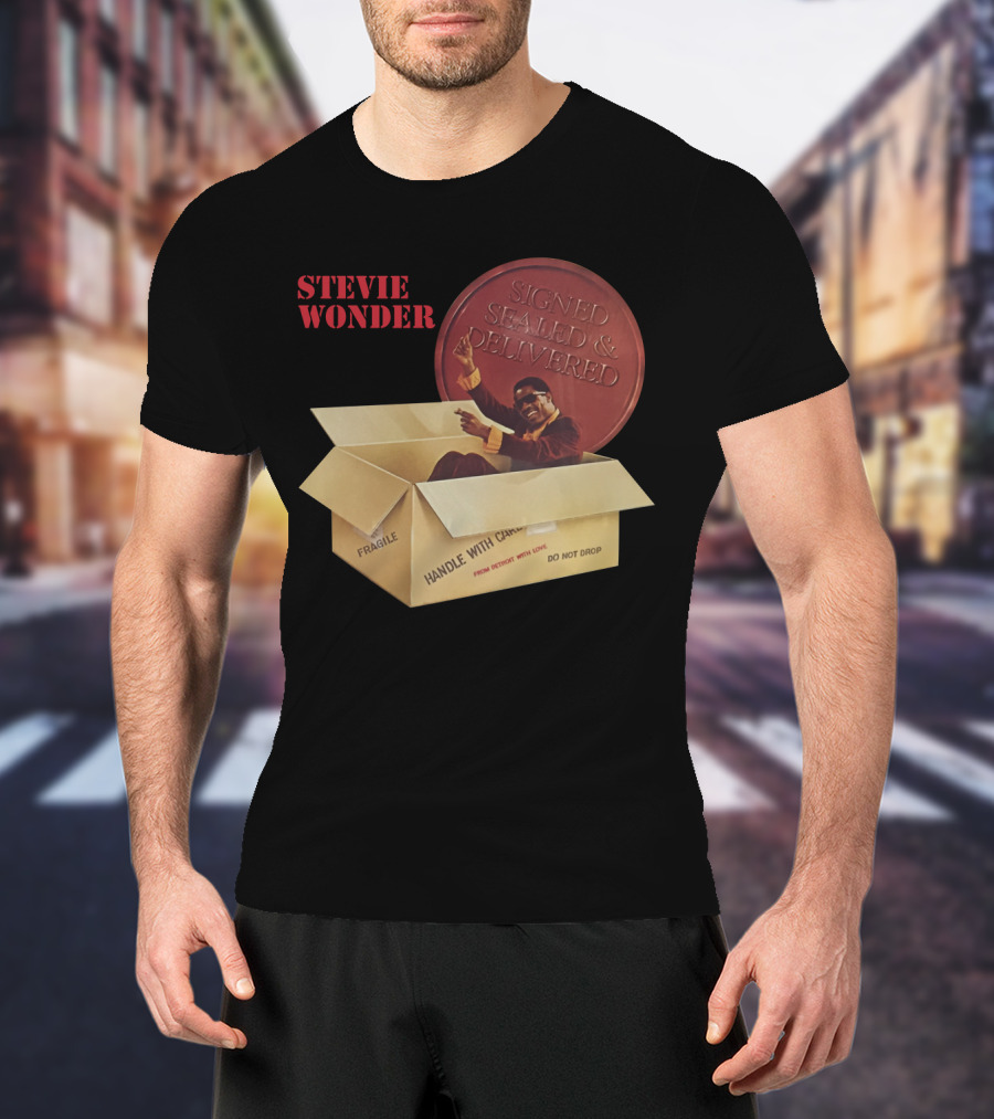 Stevie Wonder Signed Sealed & Delivered Album Cover T-Shirt