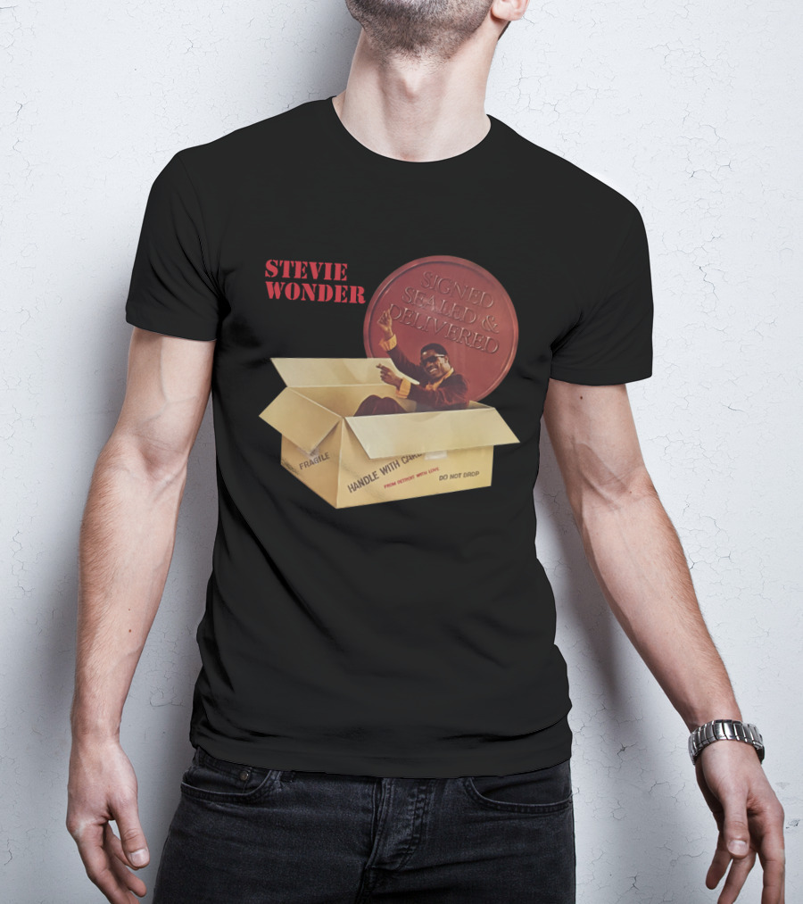 Stevie Wonder Signed Sealed & Delivered Album Cover T-Shirt