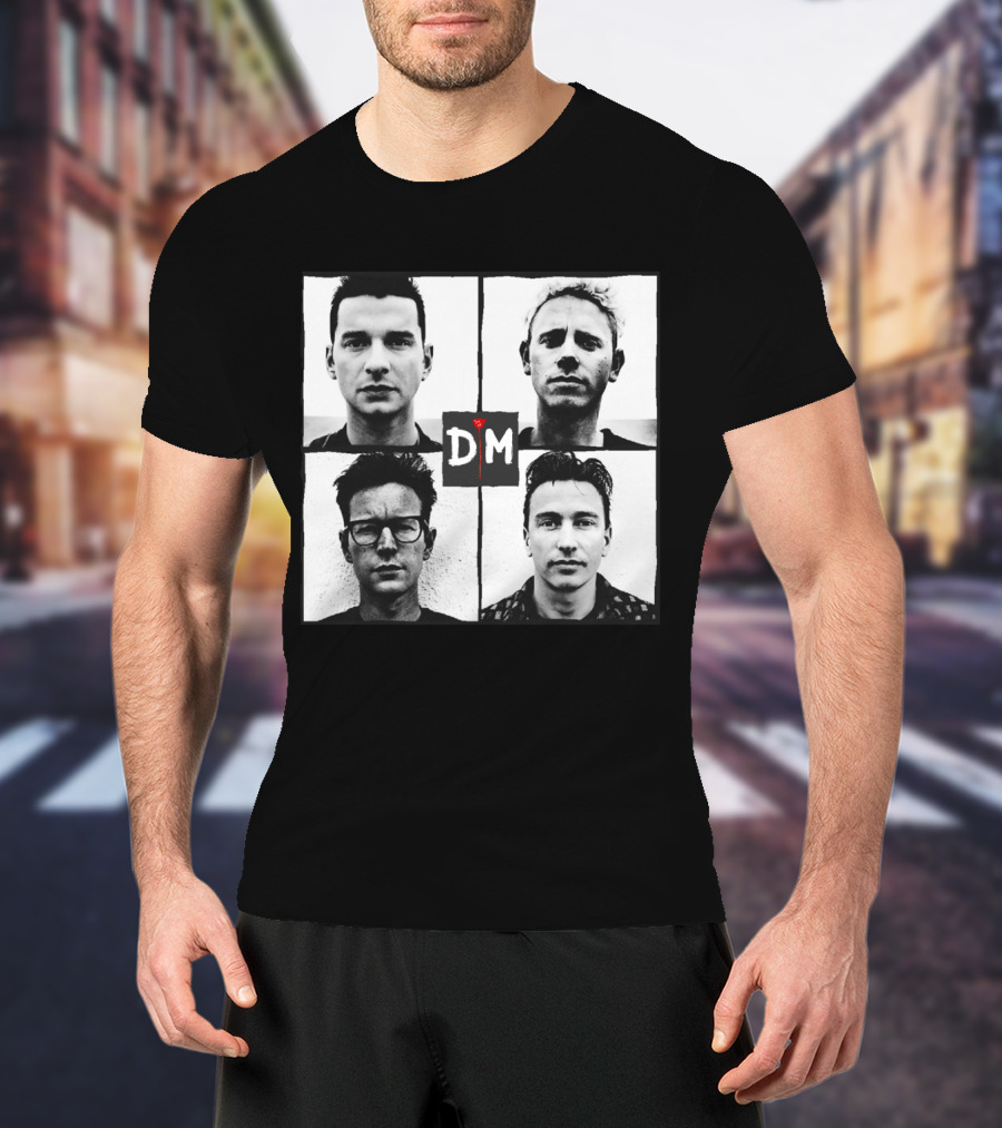 Depeche Mode Band Members Black And White Square Grid D M T-Shirt