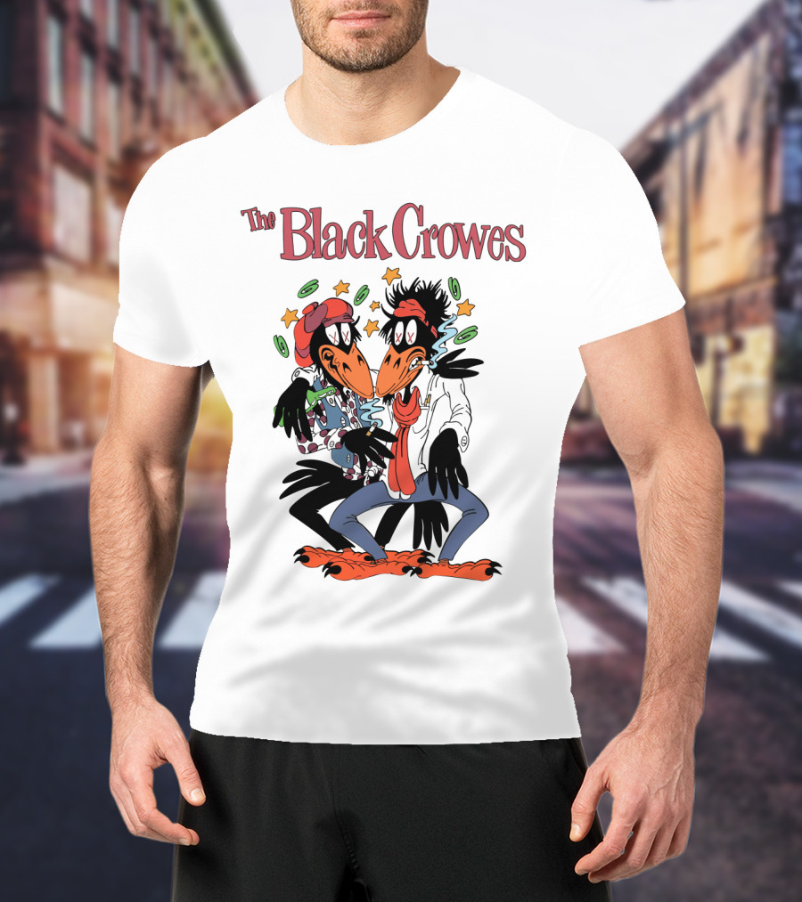 The Black Crowes Comic Duo With Stars And Spirals T-Shirt