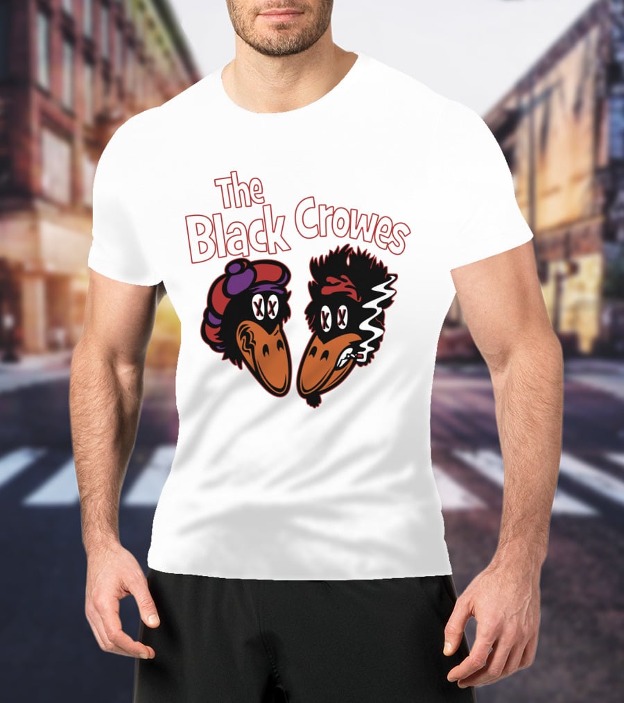 The Black Crowes Cartoon Band Logo Two Characters Smoking T-Shirt