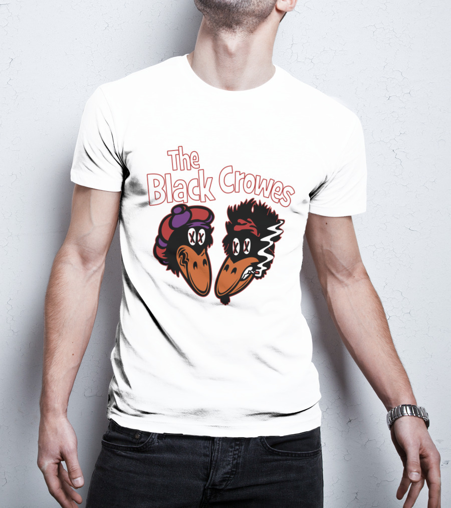 The Black Crowes Cartoon Band Logo Two Characters Smoking T-Shirt