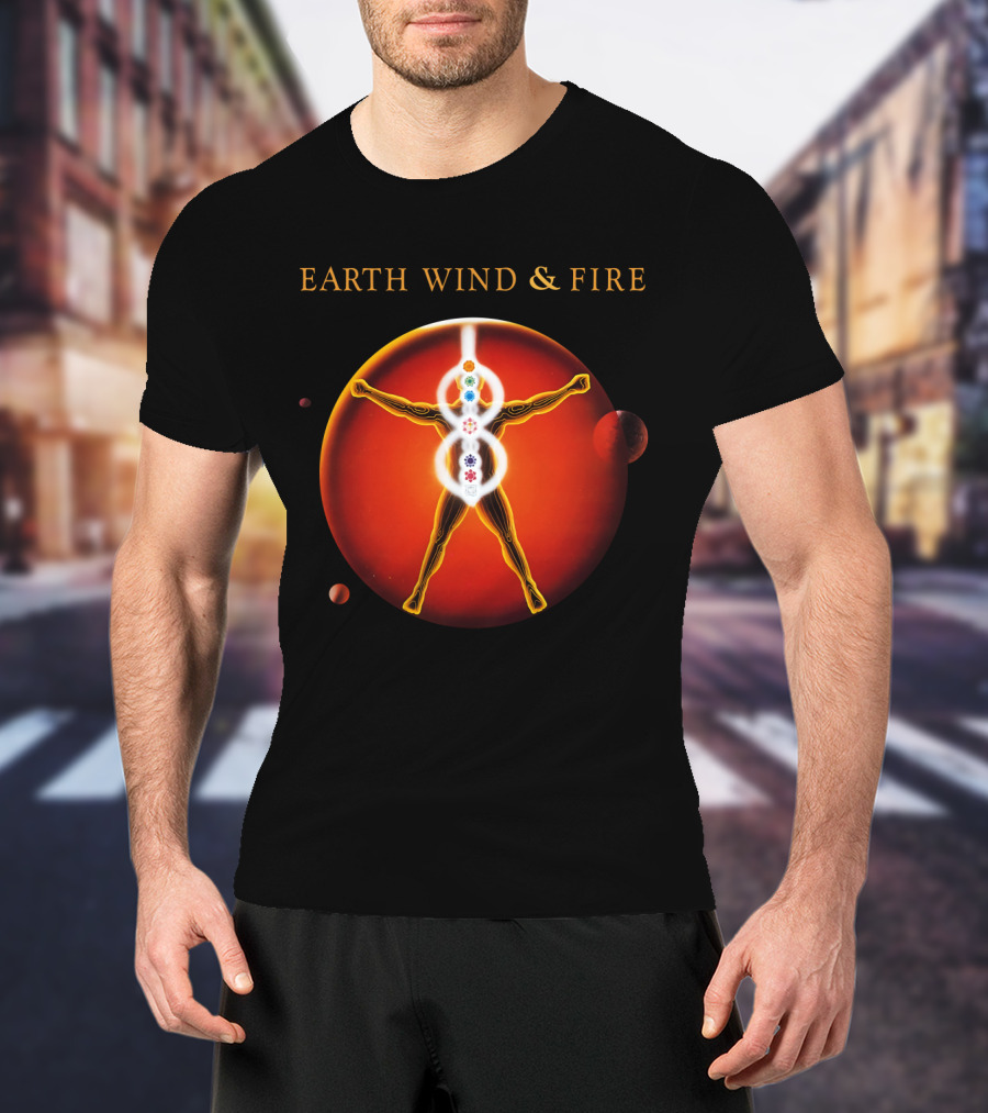 Earth Wind & Fire Ewf Human Chakra On Planet Red T-Shirt