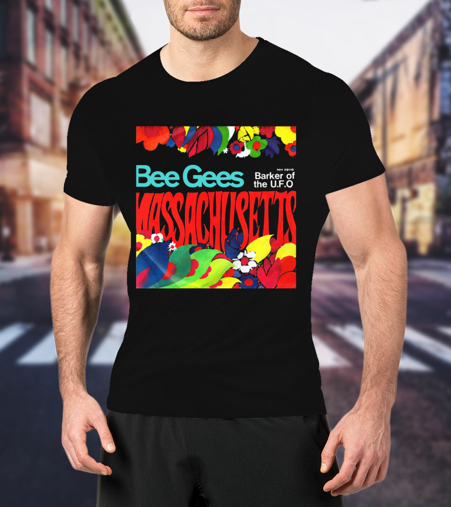 Bee Gees Massachusetts Barker Of The U.f.o. Floral Psychedelic Theme T-Shirt
