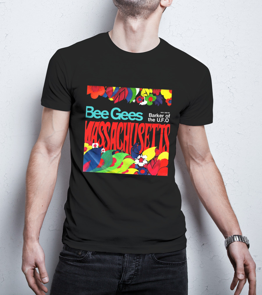 Bee Gees Massachusetts Barker Of The U.f.o. Floral Psychedelic Theme T-Shirt