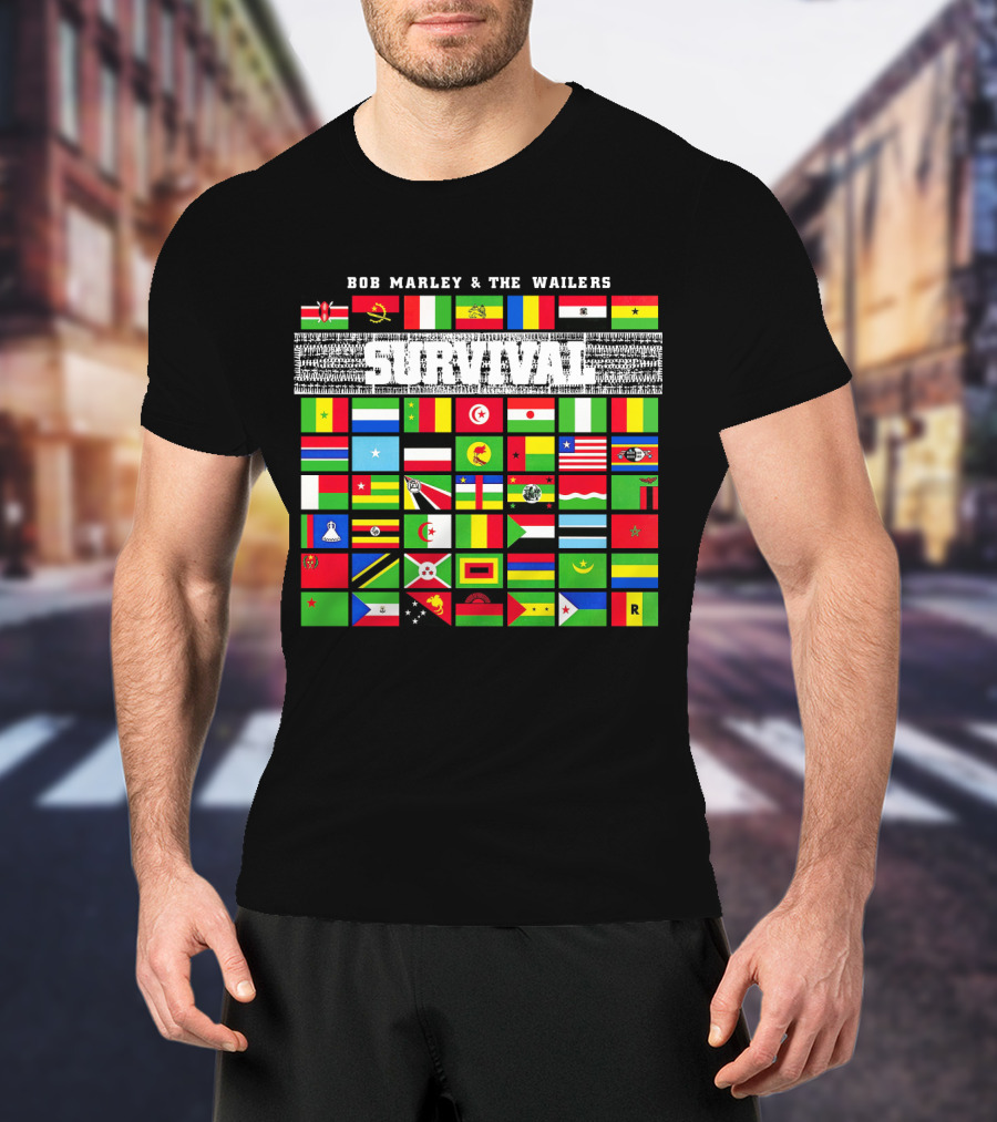 Bob Marley & The Wailers Survival Album Flags T-Shirt