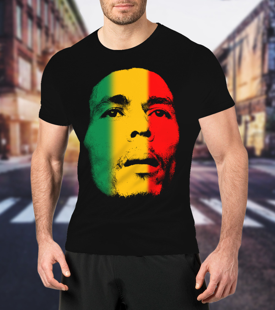 Bml Rasta Face Green Yellow Red T-Shirt