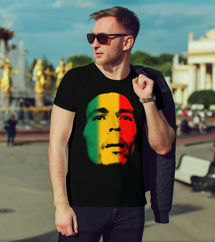 Bml Rasta Face Green Yellow Red T-Shirt