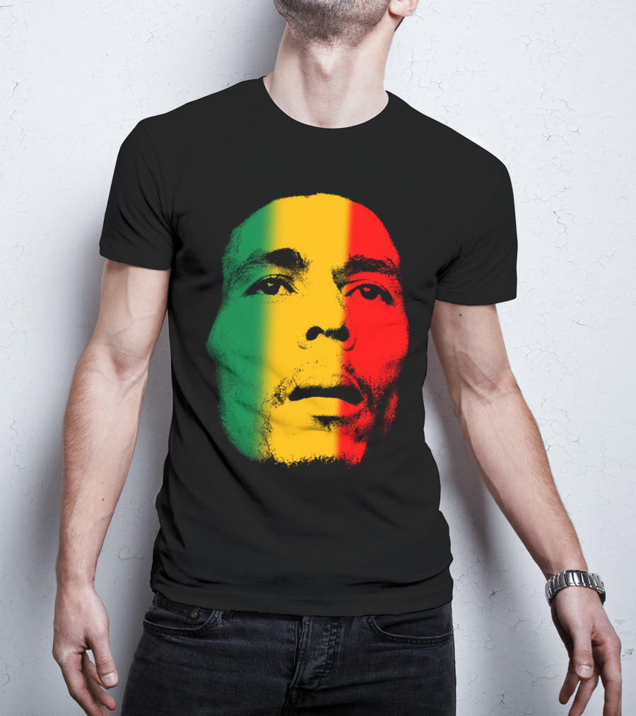 Bml Rasta Face Green Yellow Red T-Shirt