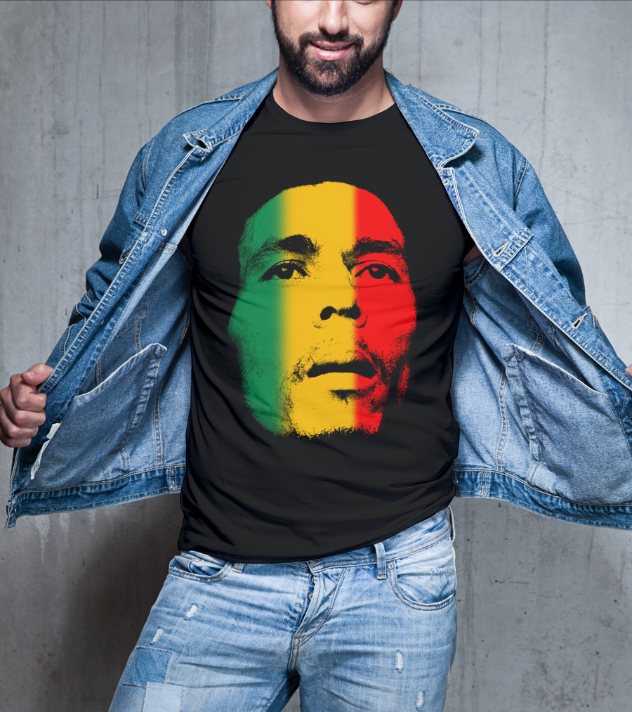 Bml Rasta Face Green Yellow Red T-Shirt