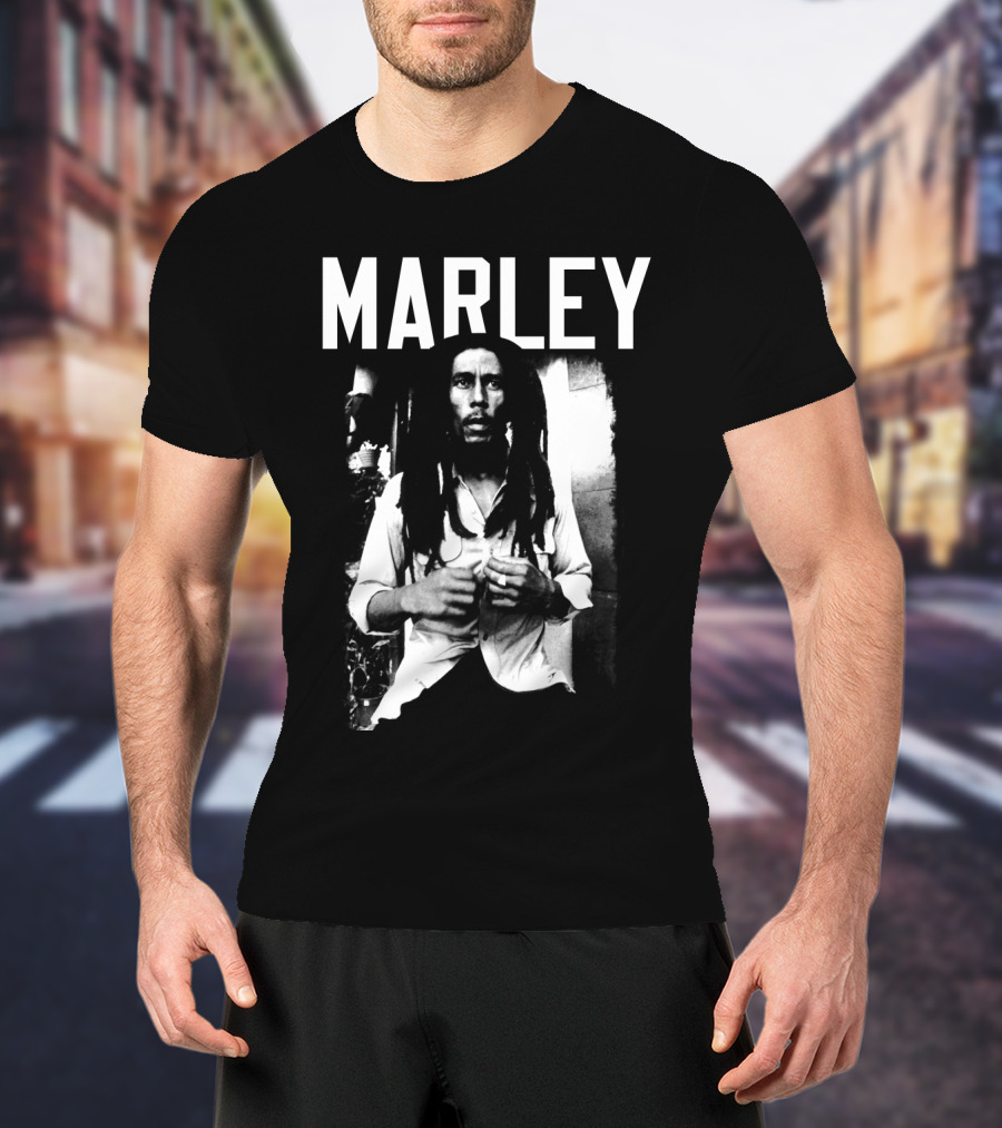Marley Reggae Legend Iconic Portrait Black And White T-Shirt