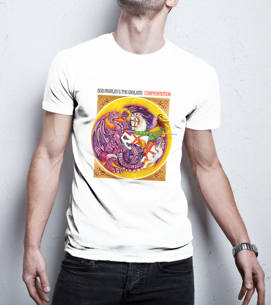 Bob Marley And The Wailers Confrontation Album Cover Dragon And Knight T-Shirt