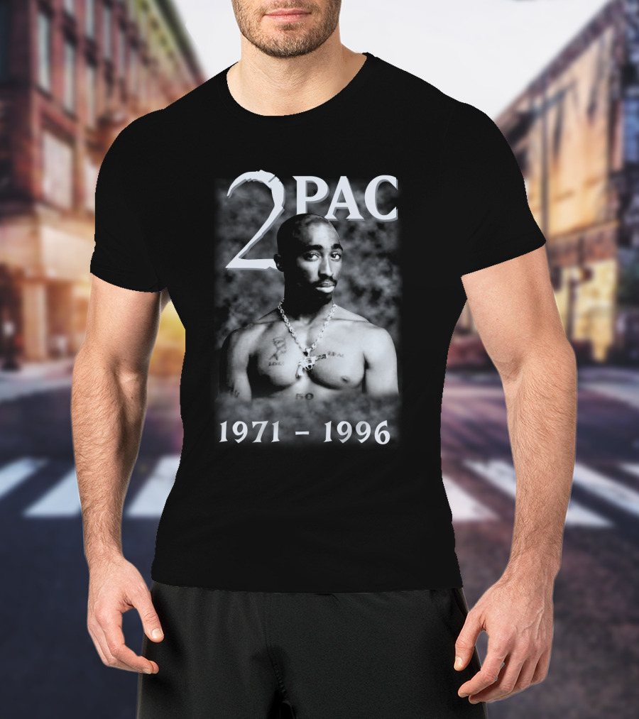 2Pac 1971-1996 Tribute Featuring Iconic Black And White T-Shirt