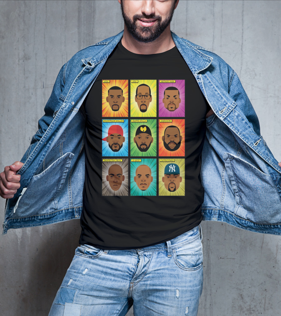 Wu-Tang Clan Gza Rza Method Man Ghostface Killah Masta Killa Raekwon Inspectah Deck U-God Cappadonna Portraits T-Shirt
