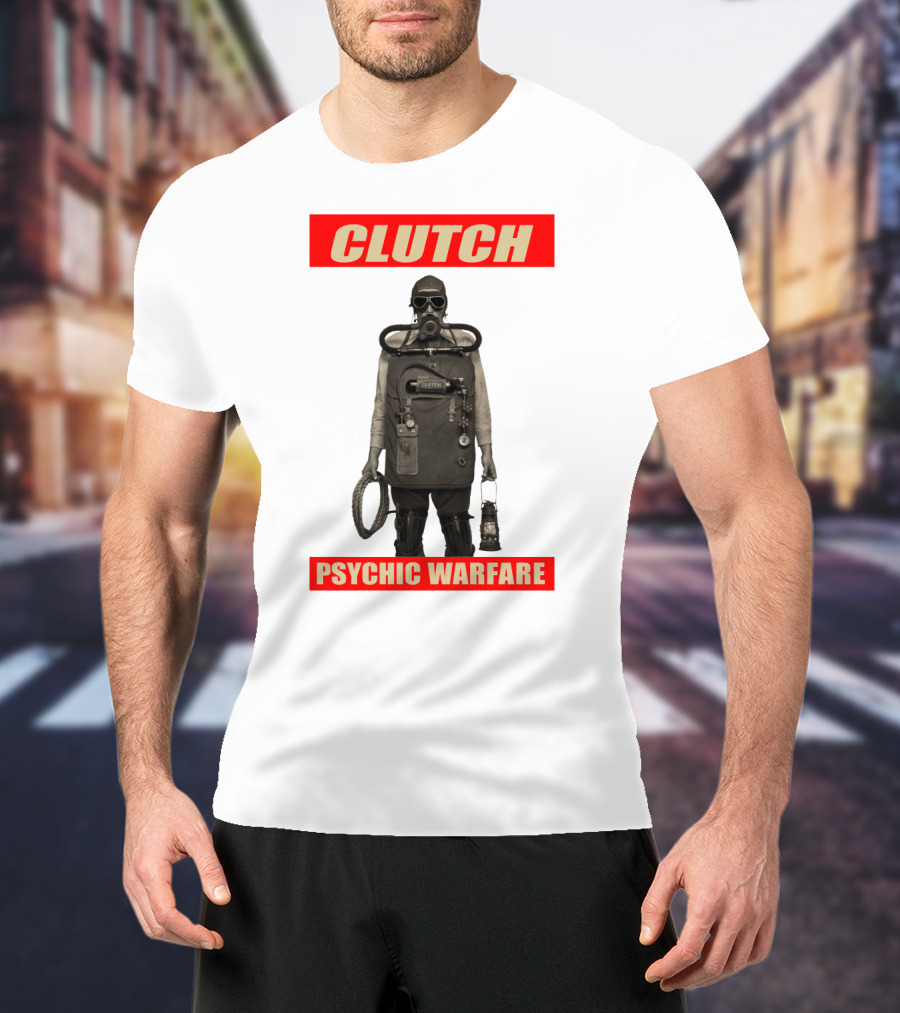 Clutch Psychic Warfare Vintage Gas Mask And Gear T-Shirt