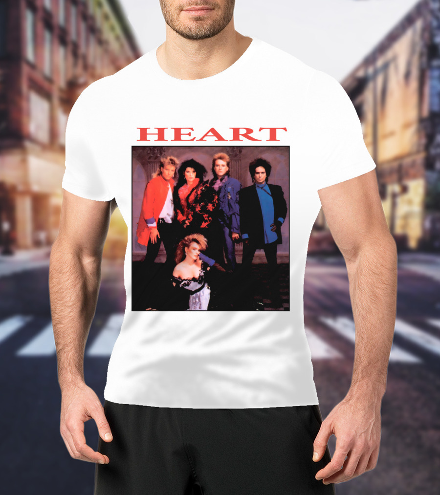 Heart Band Group Photo With Bold Red T-Shirt