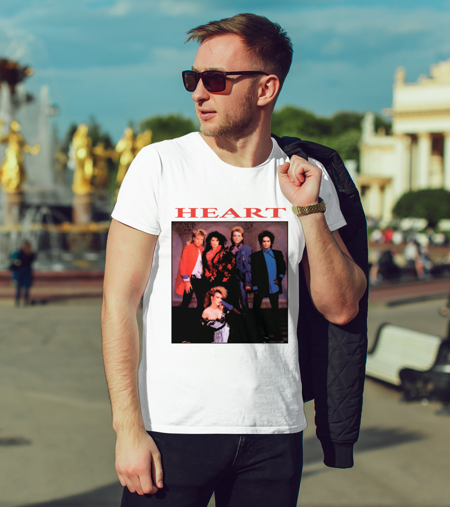 Heart Band Group Photo With Bold Red T-Shirt