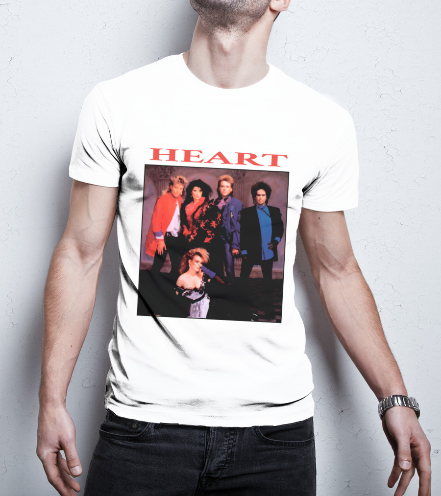 Heart Band Group Photo With Bold Red T-Shirt