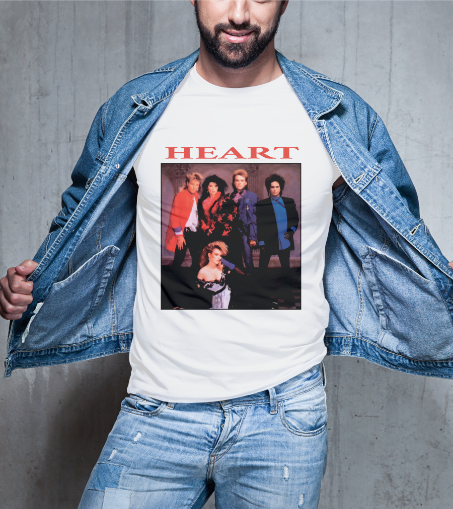Heart Band Group Photo With Bold Red T-Shirt