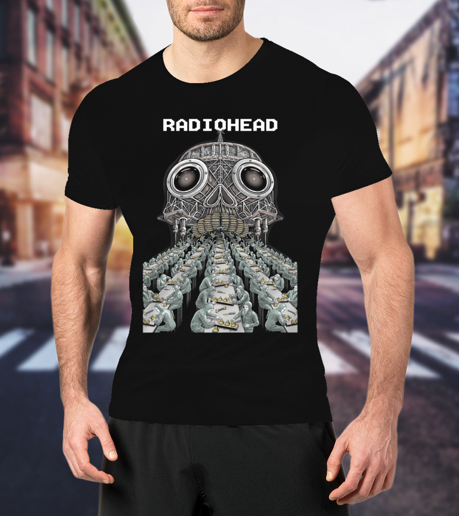 Radiohead Skull Factory Assembly Line Art T-Shirt
