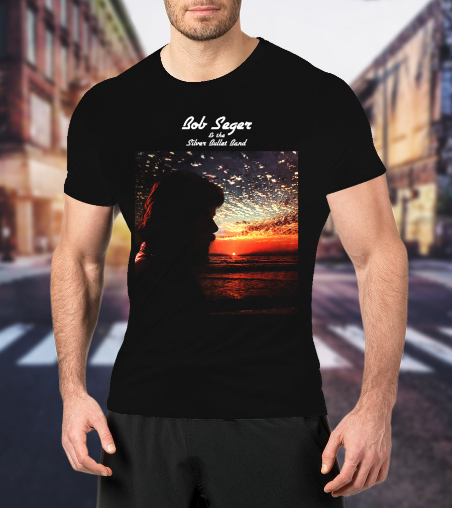 Bob Seger & The Silver Bullet Band Sunset Ocean Silhouette Scene T-Shirt