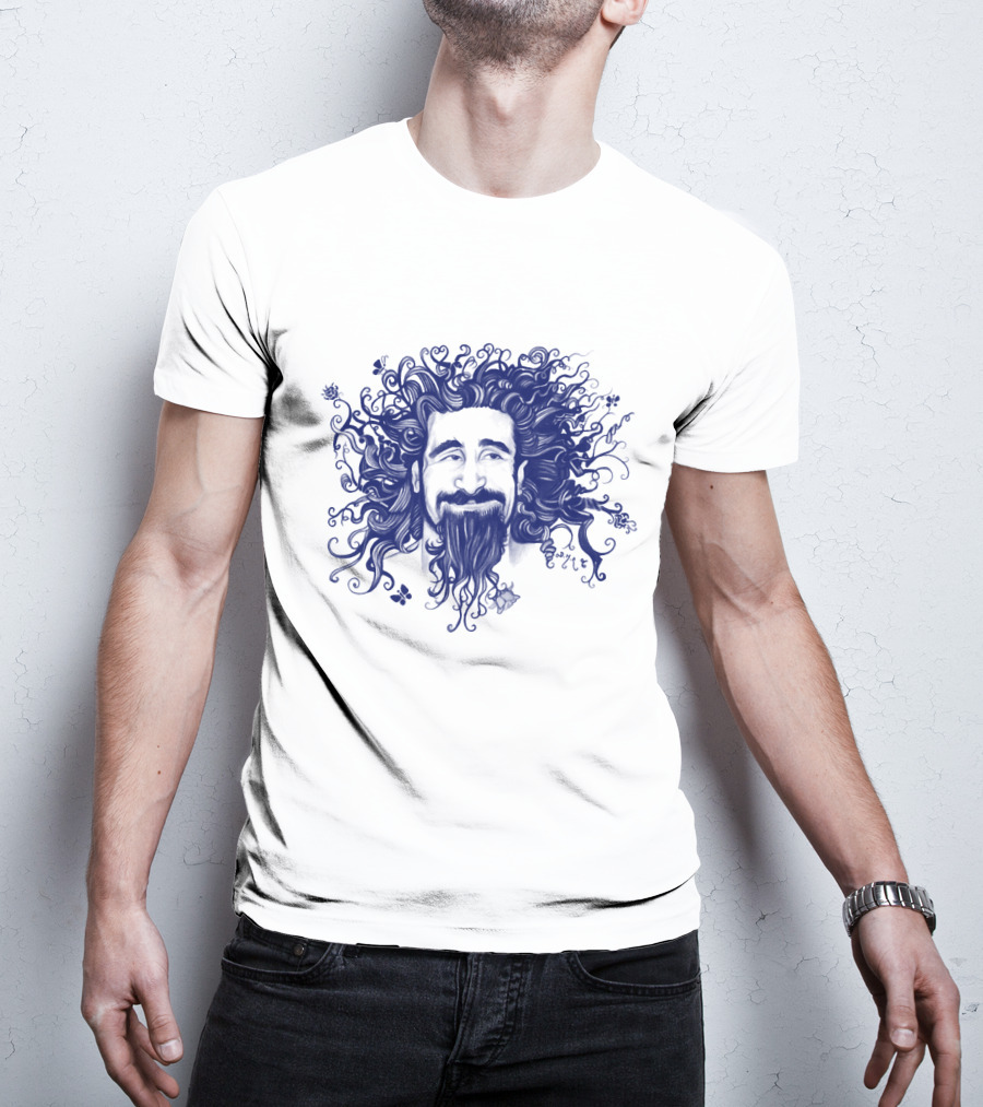 Soad Serj Tankian Psychedelic Blue Illustration T-Shirt
