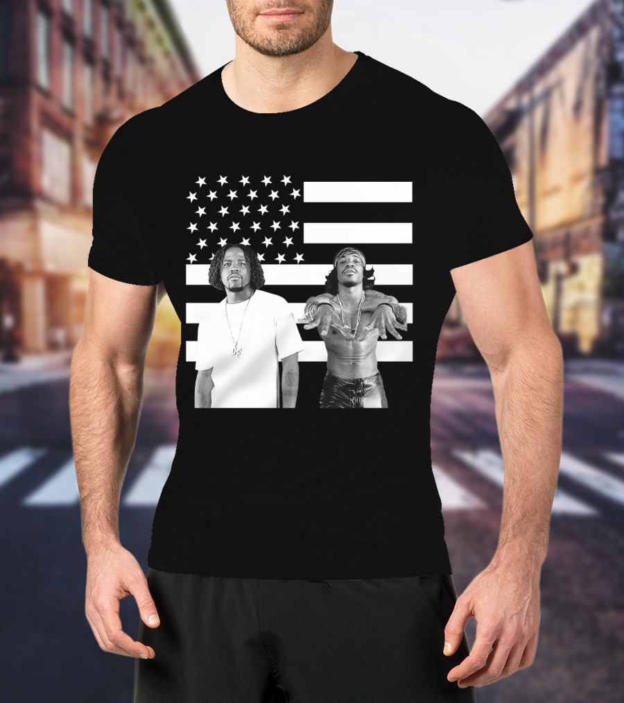 Outkast American Flag Style Black And White Duo T-Shirt