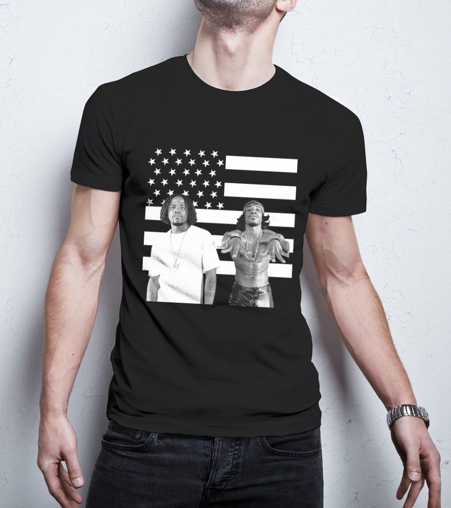 Outkast American Flag Style Black And White Duo T-Shirt