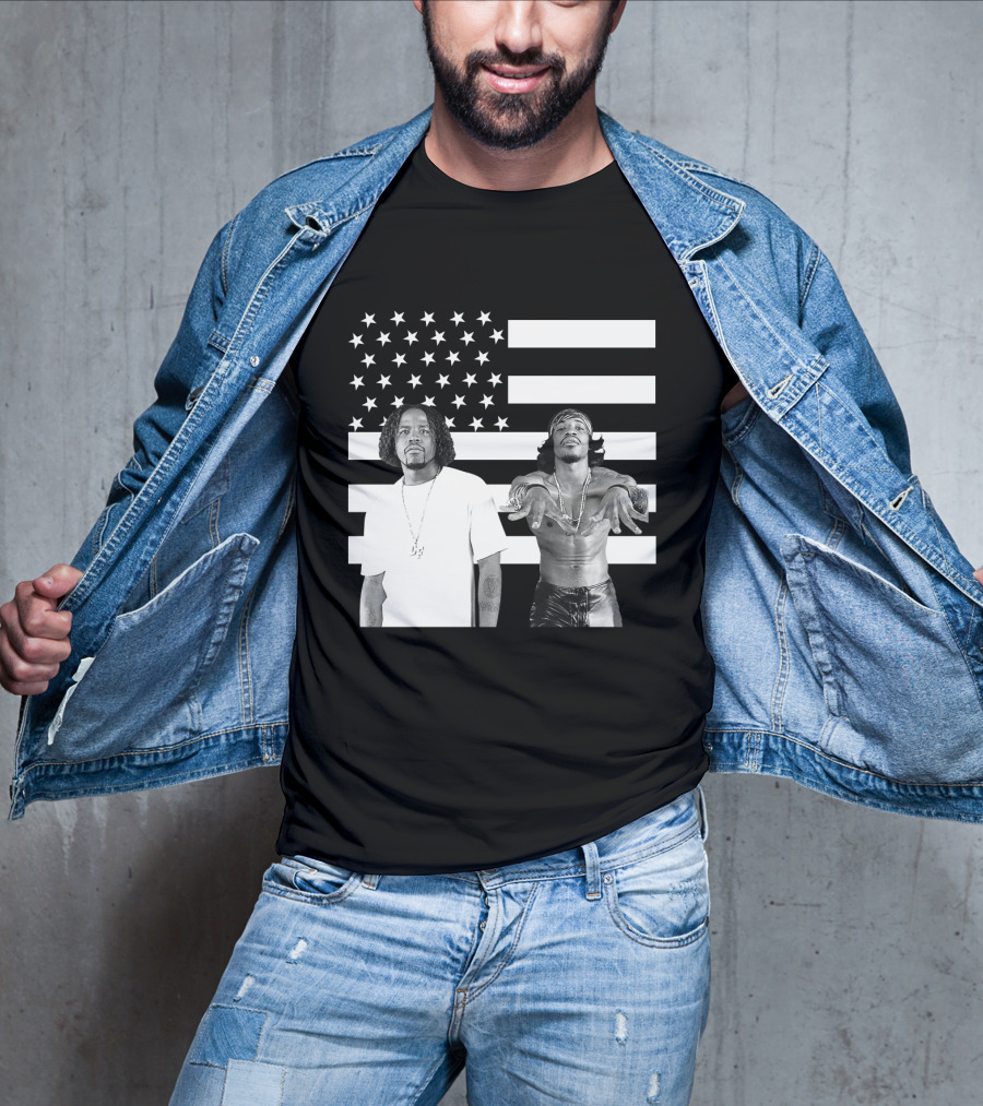 Outkast American Flag Style Black And White Duo T-Shirt
