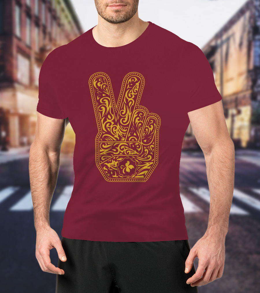 Stp Peace Hand Vintage Ornate Fleur-De-Lis T-Shirt