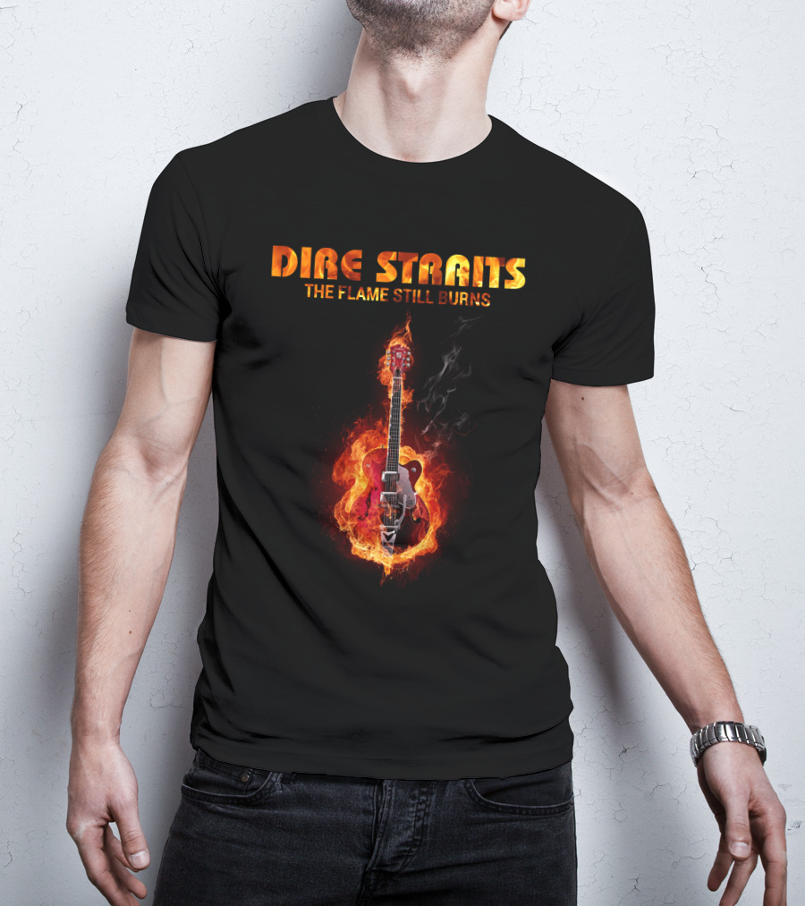 Dire Straits The Flame Still Burns Gibson Les Paul Guitar Inferno T-Shirt