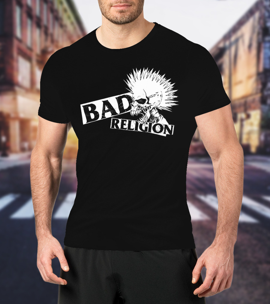 Bad Religion Punk Skull Mohawk T-Shirt