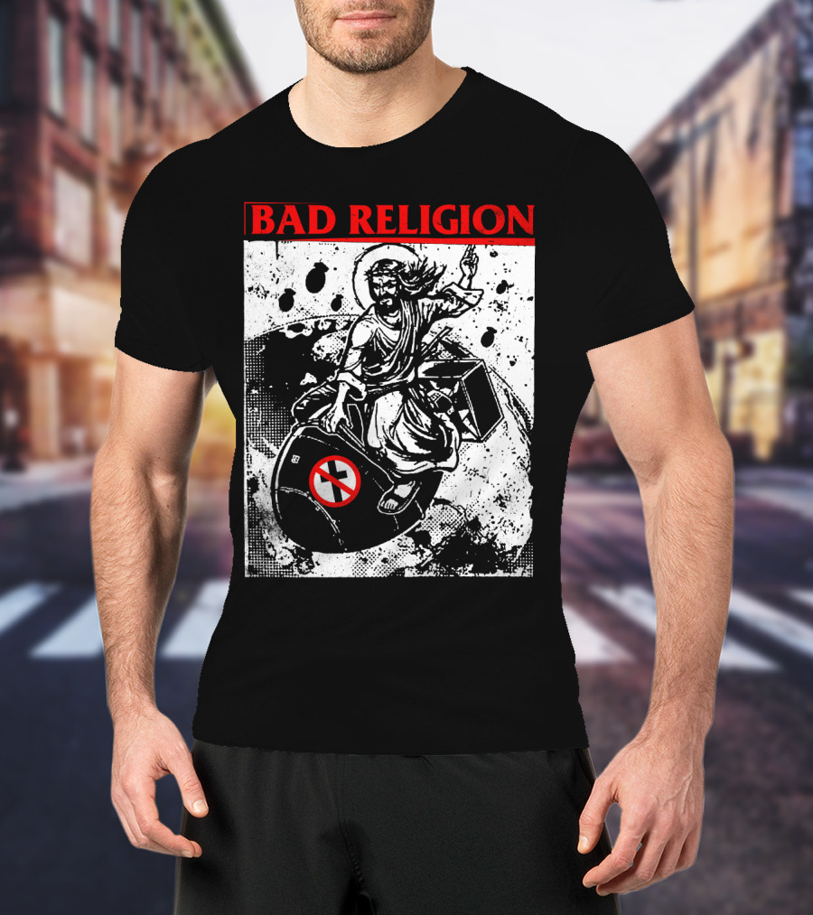 Bad Religion Jesus Riding Bomb Artwork T-Shirt