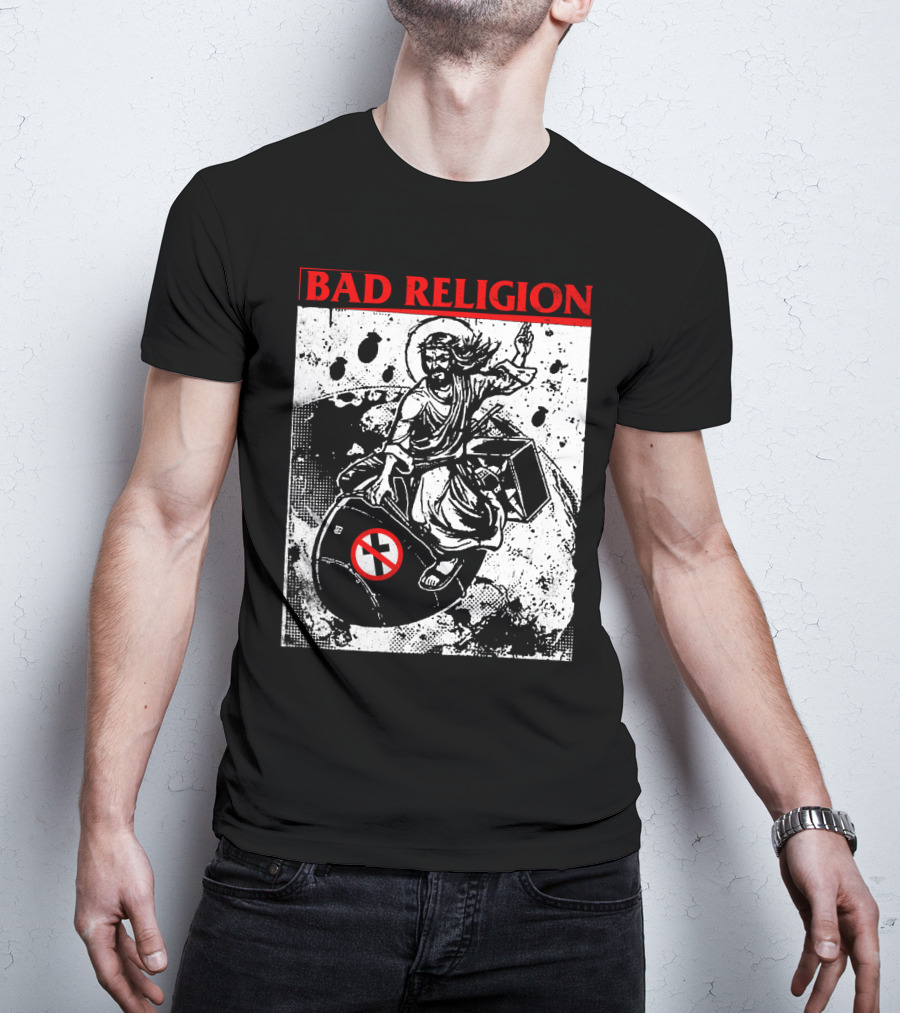 Bad Religion Jesus Riding Bomb Artwork T-Shirt