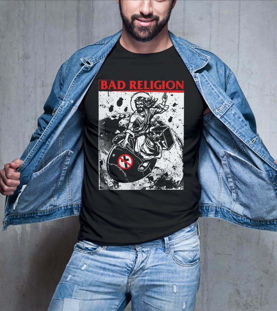 Bad Religion Jesus Riding Bomb Artwork T-Shirt
