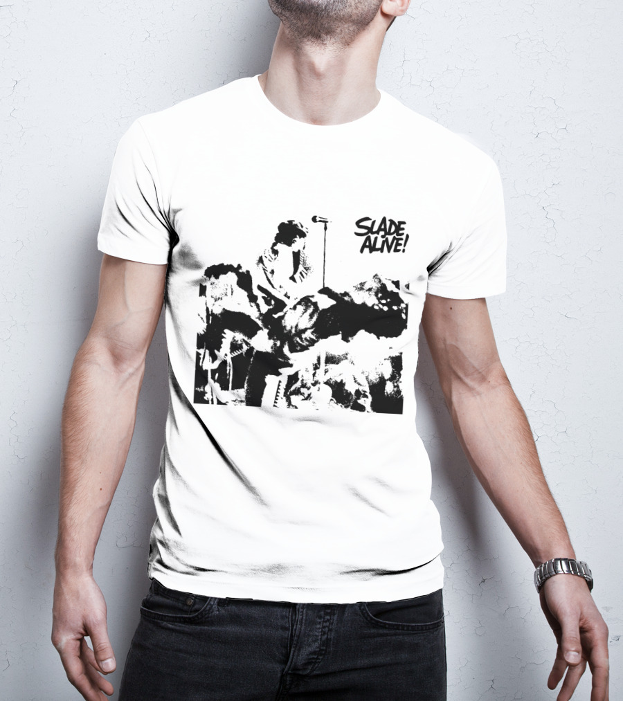 Slade Alive! Retro Concert Photo Black And White T-Shirt