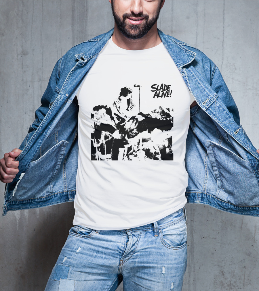 Slade Alive! Retro Concert Photo Black And White T-Shirt