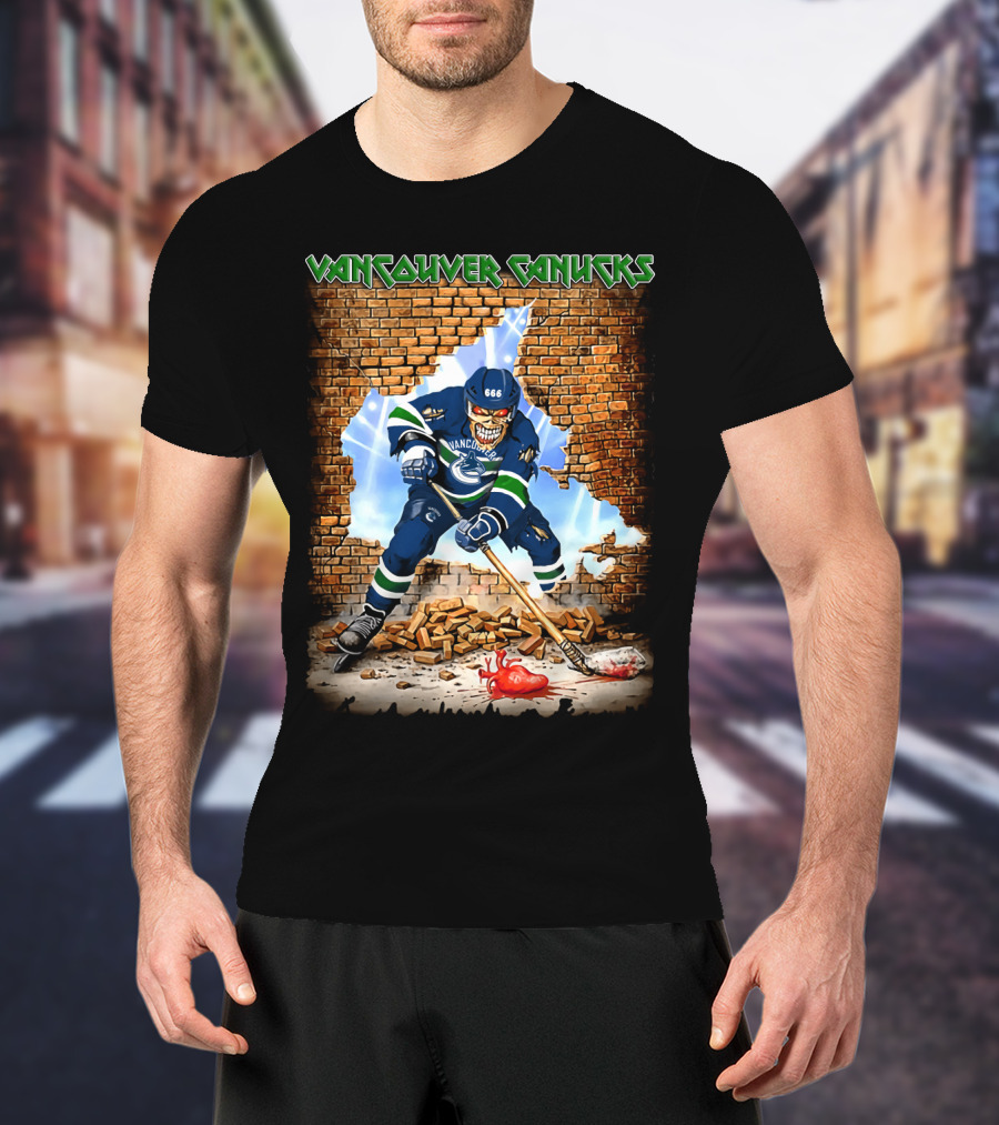 Vancouver Canucks Zombie Player Breaking Through Wall T-Shirt