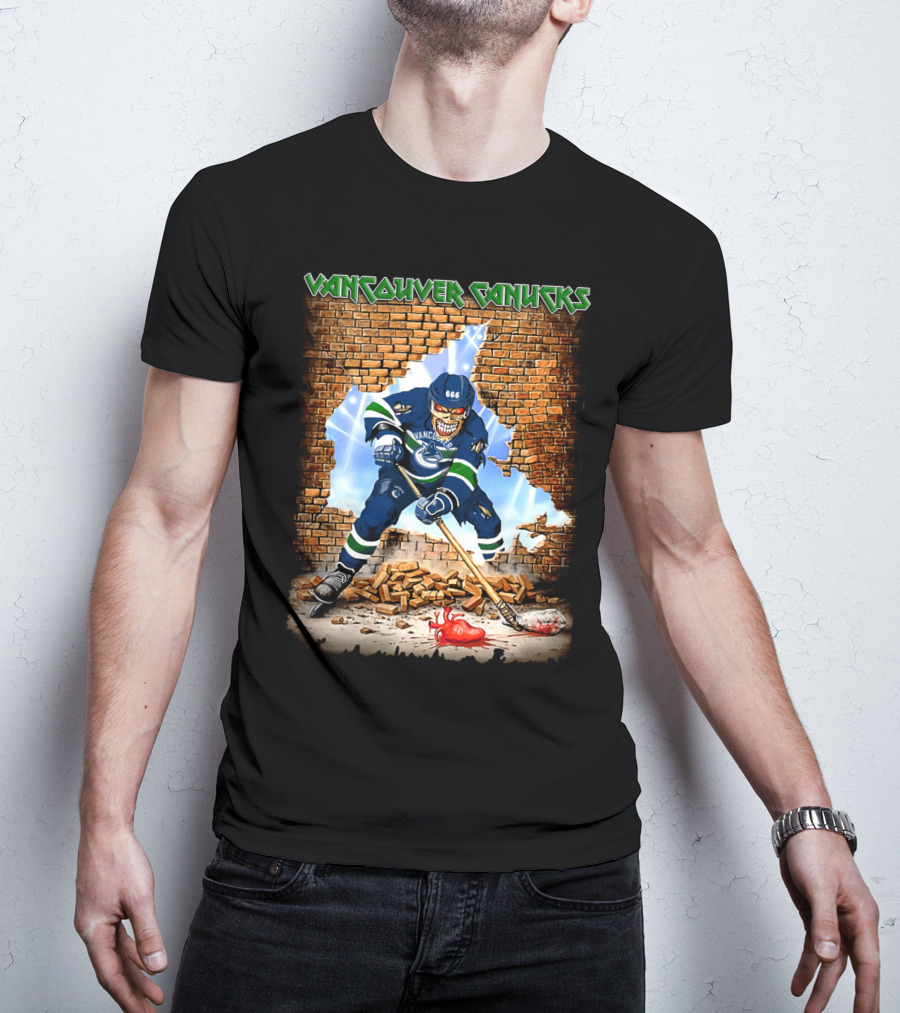 Vancouver Canucks Zombie Player Breaking Through Wall T-Shirt