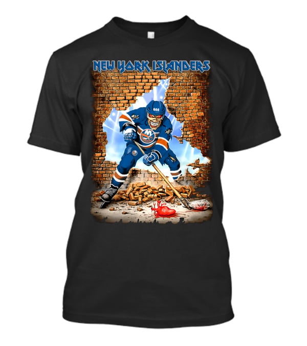 New York Islanders Hockey Player Breaks Through Brick Wall With Intense Expression T-Shirt
