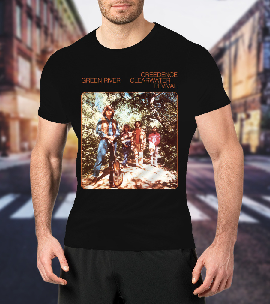 Creedence Clearwater Revival Green River Album Cover Group Photo T-Shirt